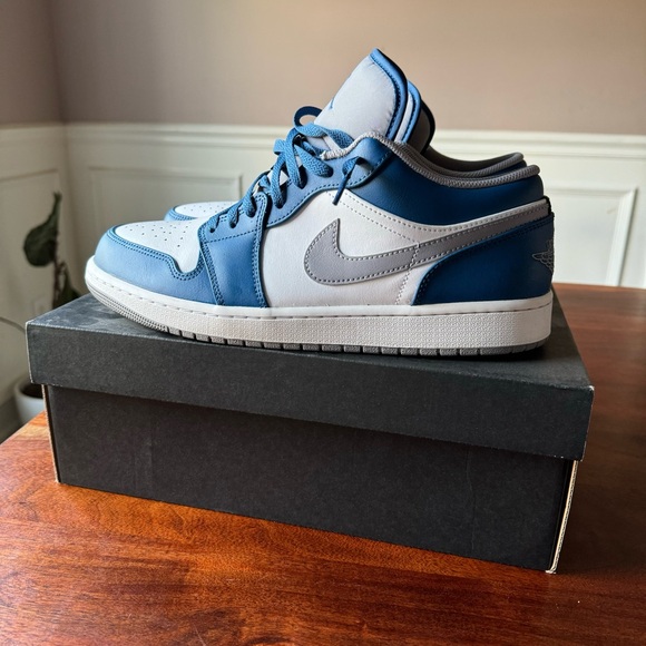 SOLD ❌ Nike Air Jordan 1 Low 'True Blue Cement' Shoes Sneakers Men's 12 Box - Picture 3 of 10